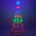 Bunter LED-Weihnachtsbaum mit Sternspitze und kegelförmigem Gestell für den Außenbereich