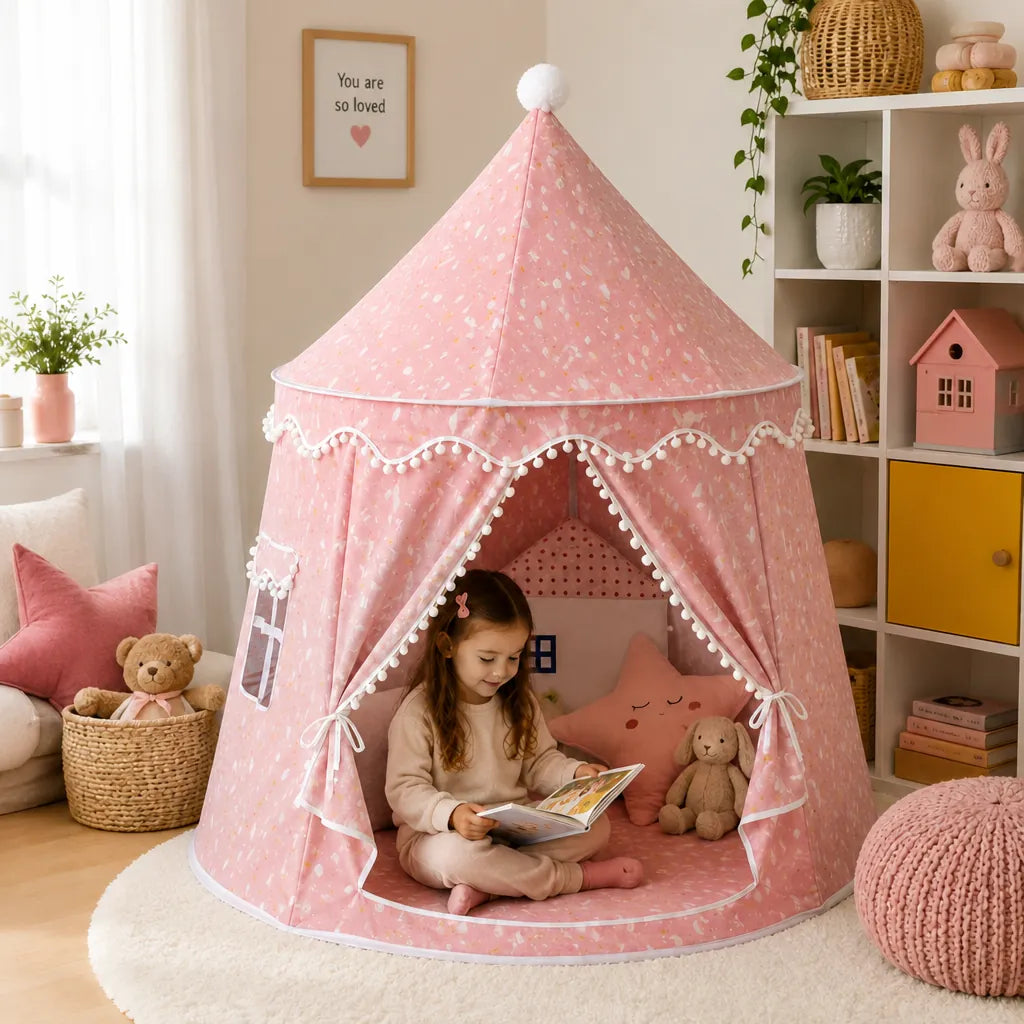 Prinzara - Spielzelt Kinder Prinzessin Innen Faltbar - Altrosa