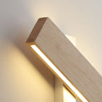 Rechteckige LED-Wandleuchte in Holzoptik mit warmem Lichtstreifen