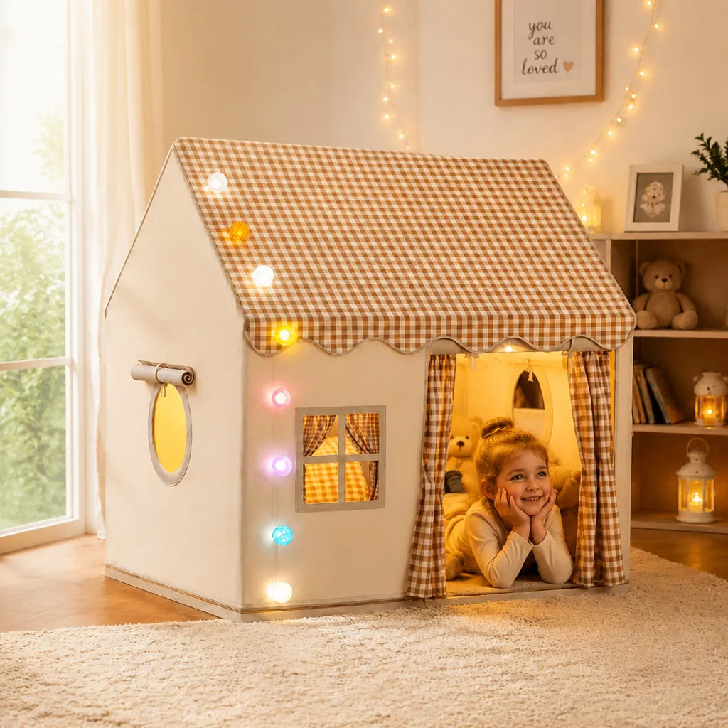 Lumihüs - Kinder Spielhaus Zelt Mit Lichterkette - Gelb