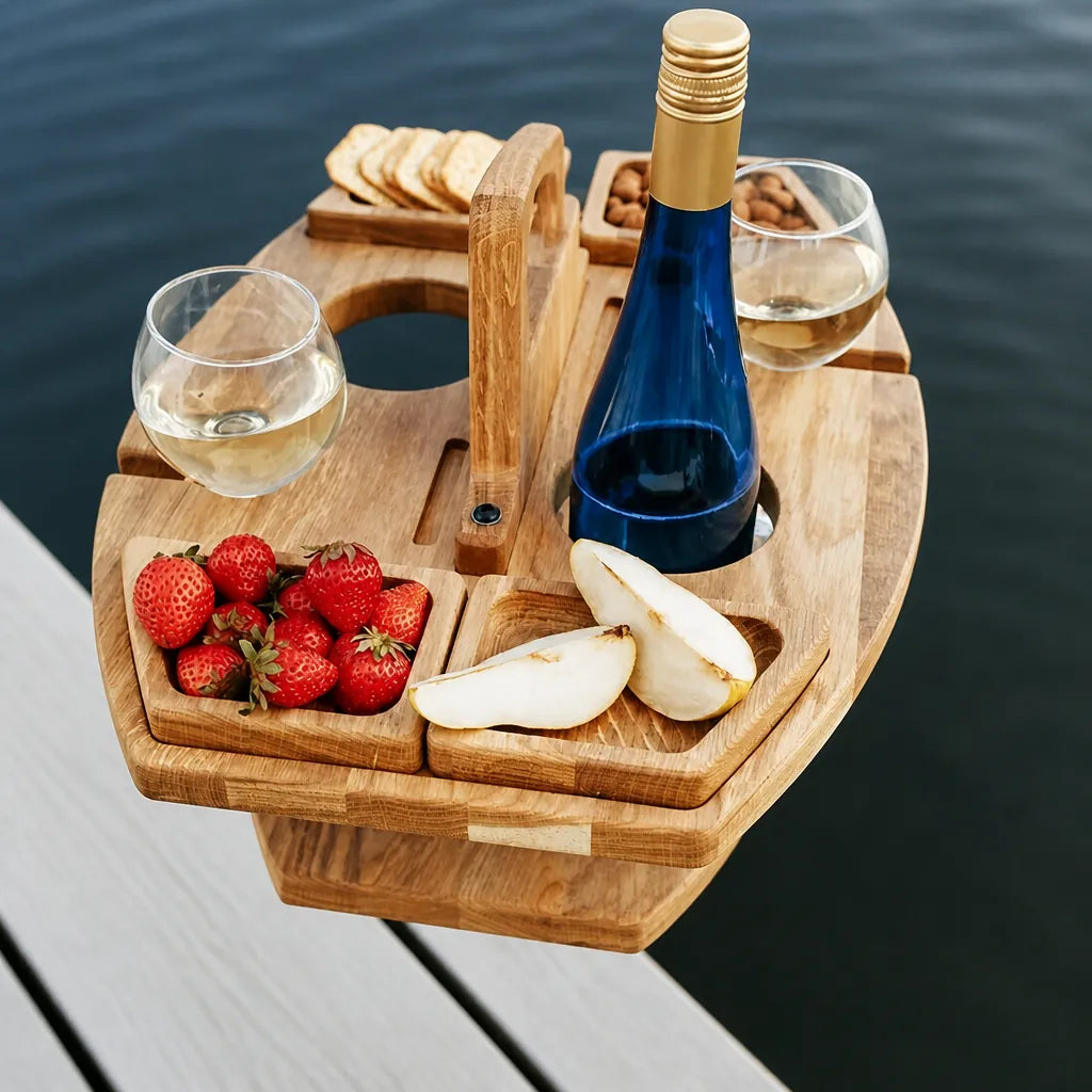 Picoria - Klappbarer Picknick-Gartentisch Mit Weinflaschenhalter - Dunkelbraun