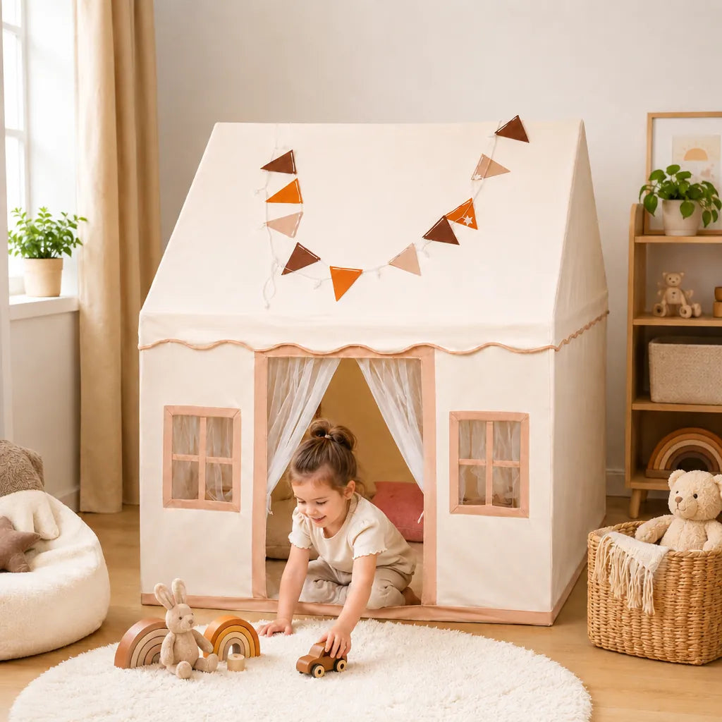Playori - Kinderspielzelt Faltbar Indoor Spielhaus - Weiß