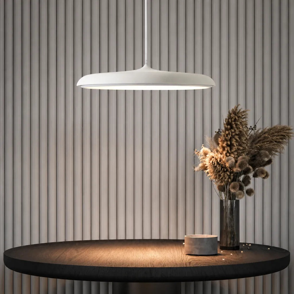 Discara - Flache LED Pendelleuchte Esstisch Skandinavisch - Weiß