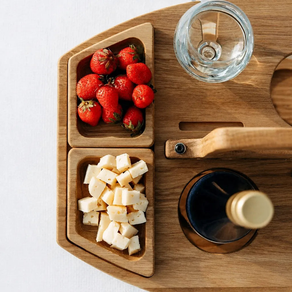 Picoria - Klappbarer Picknick-Gartentisch Mit Weinflaschenhalter - Dunkelbraun