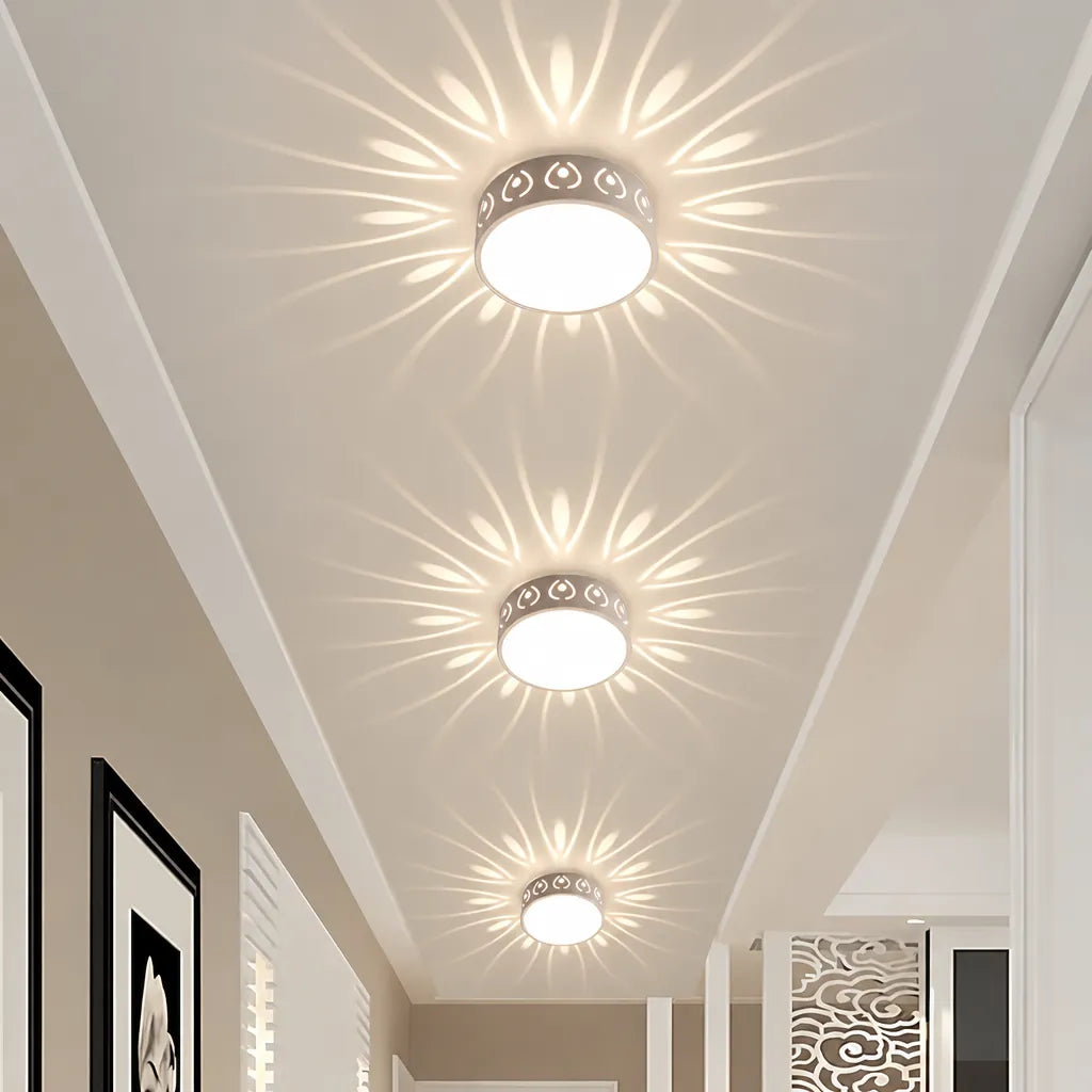 Lumaqua - Runde LED Deckenleuchte Flur Strahlenmuster
