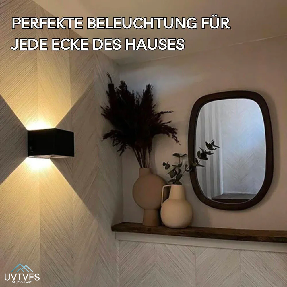 Kabellose kubische LED-Wandleuchte mit Bewegungssensor und Licht nach oben und unten