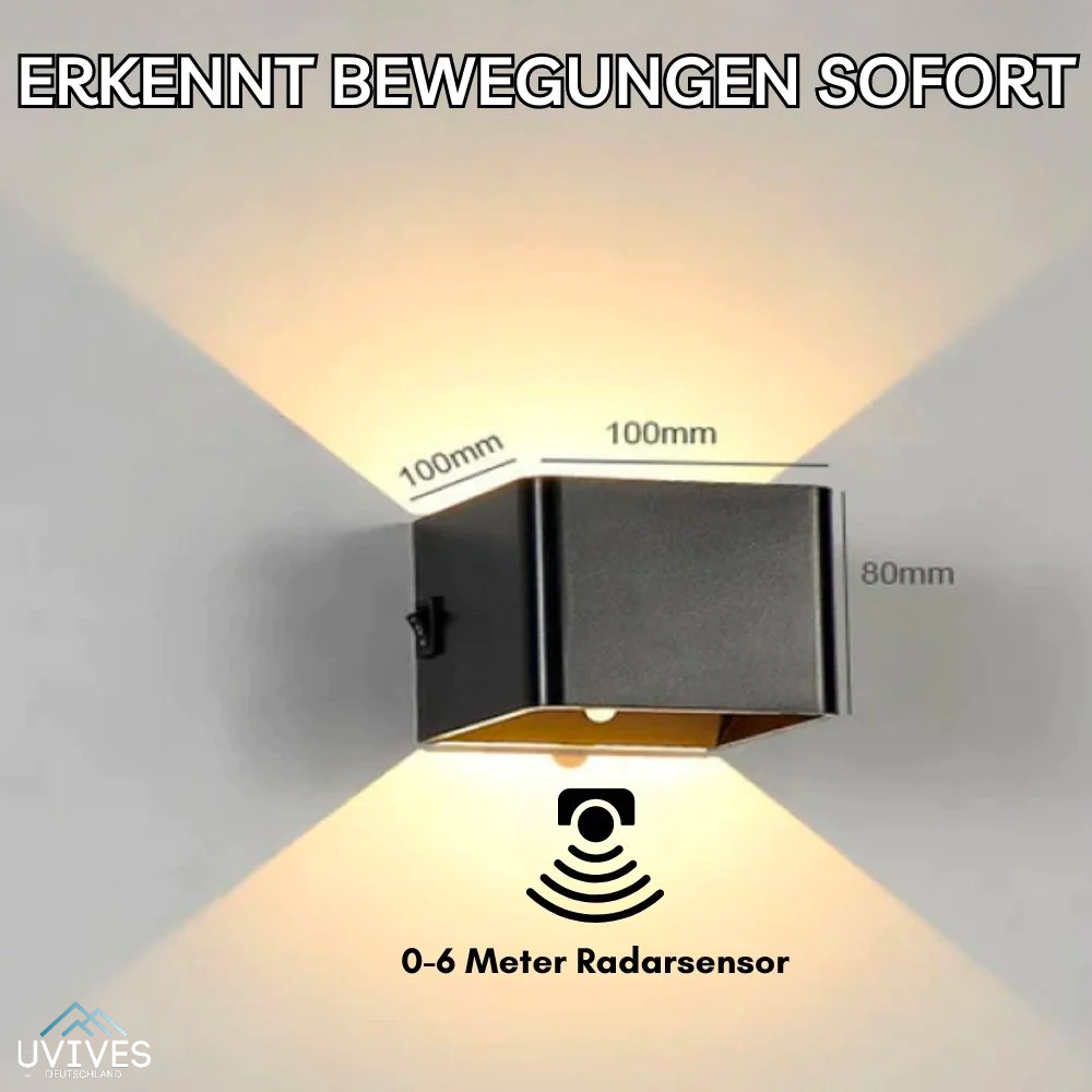 Kabellose kubische LED-Wandleuchte mit Bewegungssensor und Licht nach oben und unten