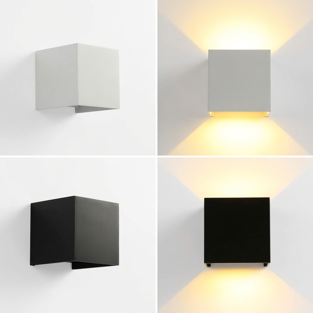 Kabellose kubische LED-Wandleuchte mit Bewegungssensor und Licht nach oben und unten