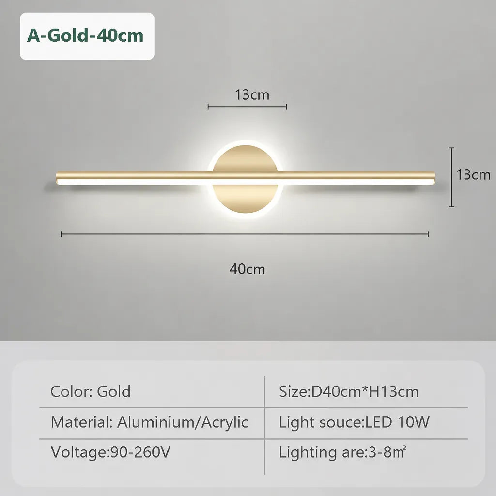 Linaris - Moderne LED Wandleuchte Spiegel Rund - Schwarz 40cm