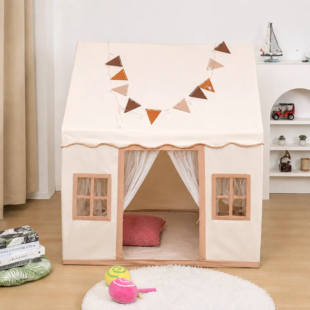 Playori - Kinderspielzelt Faltbar Indoor Spielhaus - Weiß