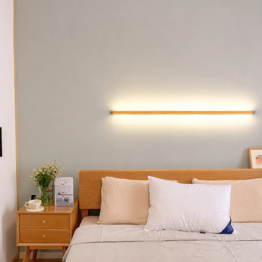 Linova - Minimalistische Längliche LED Wandleuchte Holzoptik - Warmweiß (3000K)