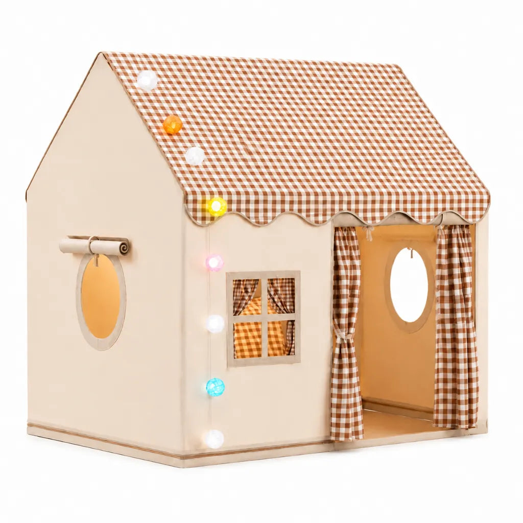 Lumihüs - Kinder Spielhaus Zelt Mit Lichterkette - Khaki