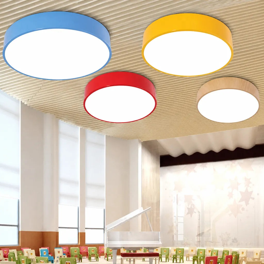 Palluma - Bunte Runde Deckenleuchte Wohnzimmer Flach - Gelb