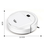 Runder 3-in-1-Saugroboter mit seitlichen Bürsten auf einem Boden