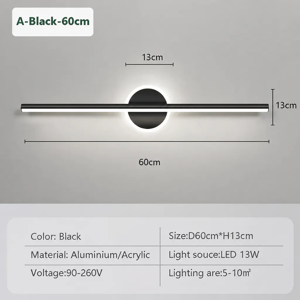 Linaris - Moderne LED Wandleuchte Spiegel Rund - Schwarz 40cm
