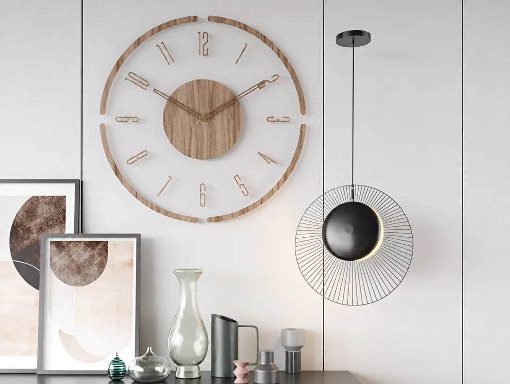 Tempora - Transparente Runde Wanduhr Holzoptik