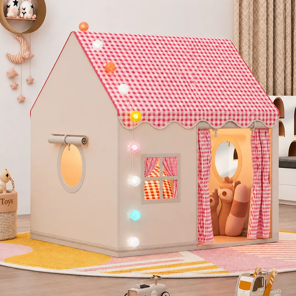 Lumihüs - Kinder Spielhaus Zelt Mit Lichterkette - Khaki
