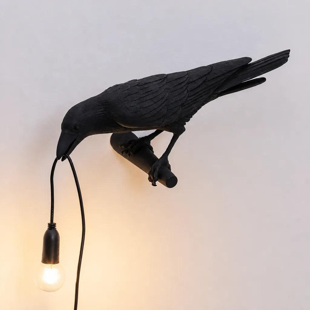 Corvano - Krähen Tischlampe Dekorativ Vogel-Design - Schwarz Auf Der Linken Seite