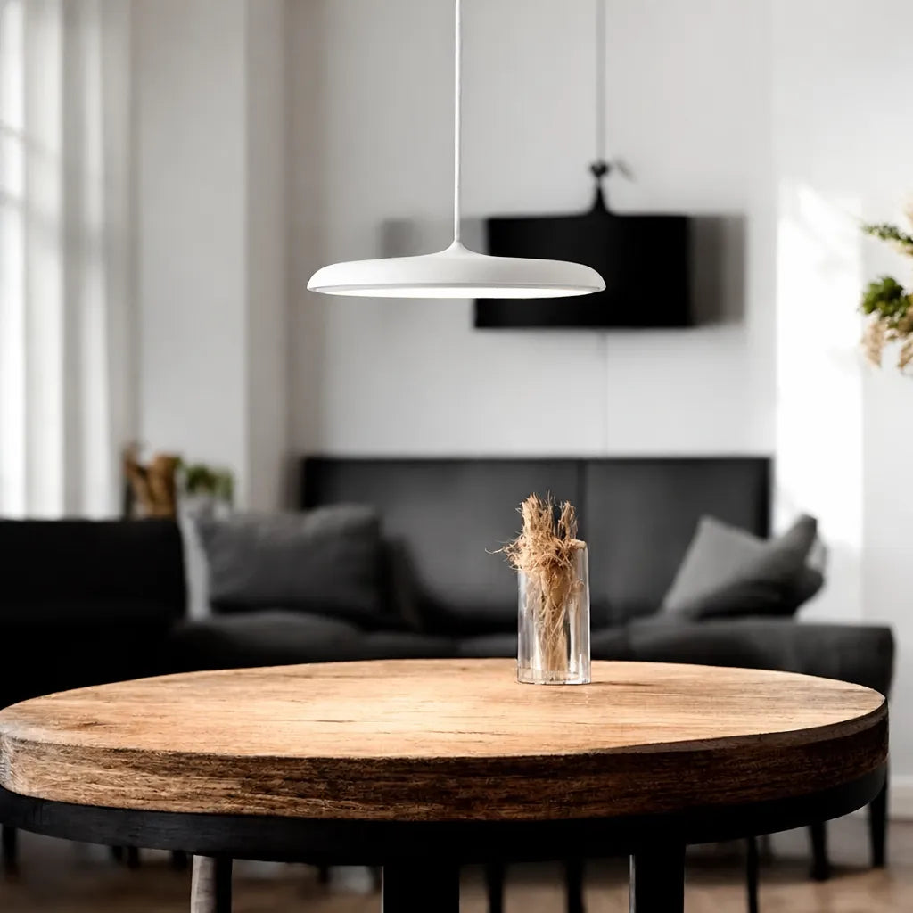 Discara - Flache LED Pendelleuchte Esstisch Skandinavisch - Weiß