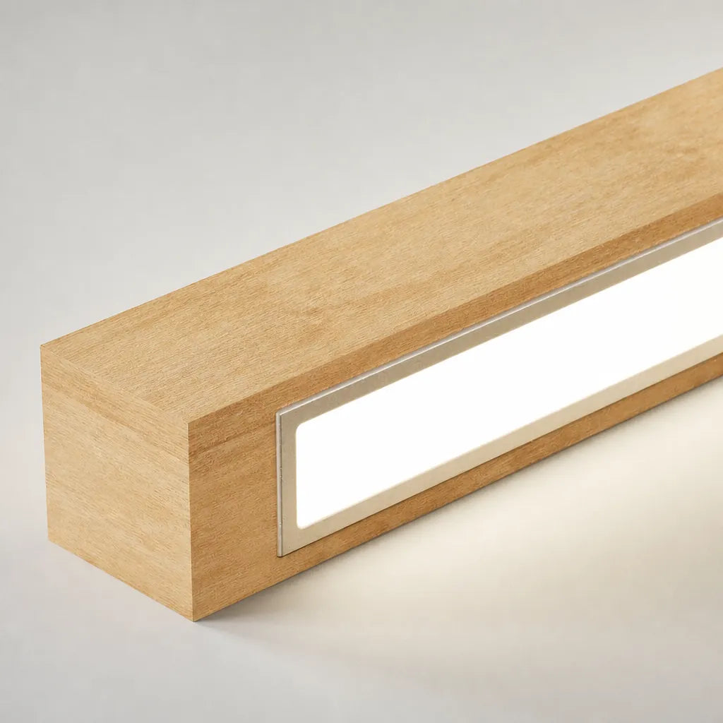 Linova - Minimalistische Längliche LED Wandleuchte Holzoptik - Weiß (5000K)