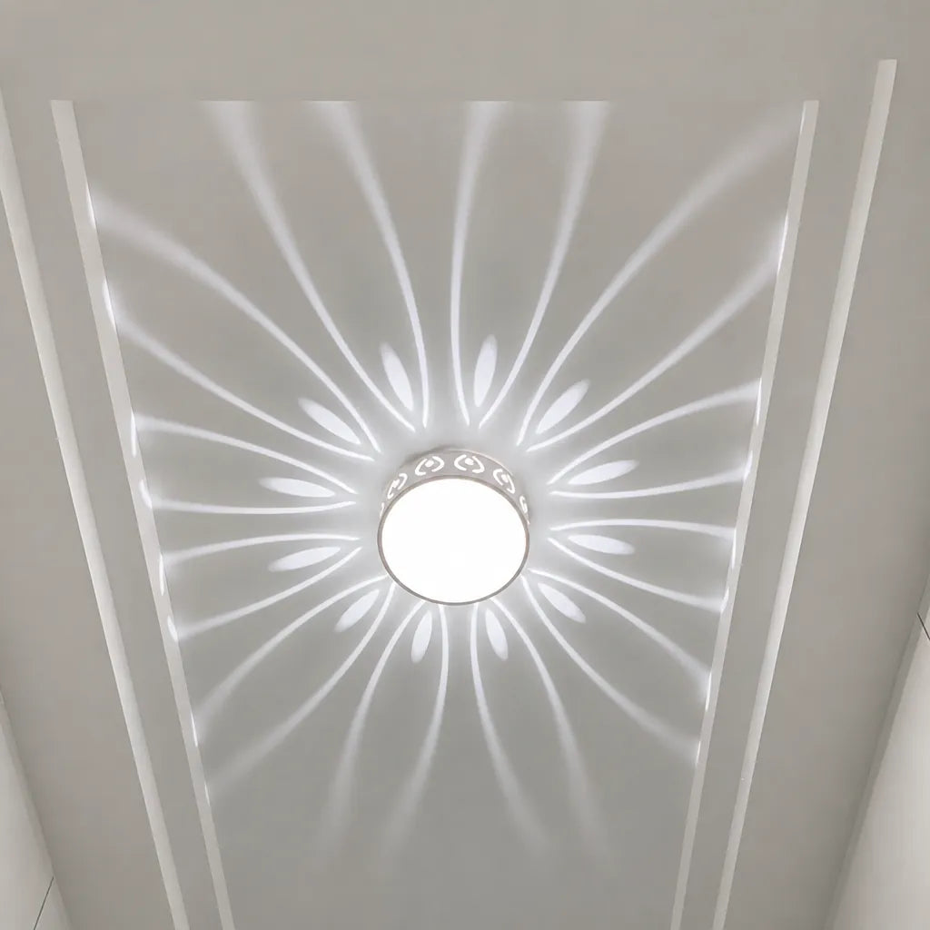 Lumaqua - Runde LED Deckenleuchte Flur Strahlenmuster