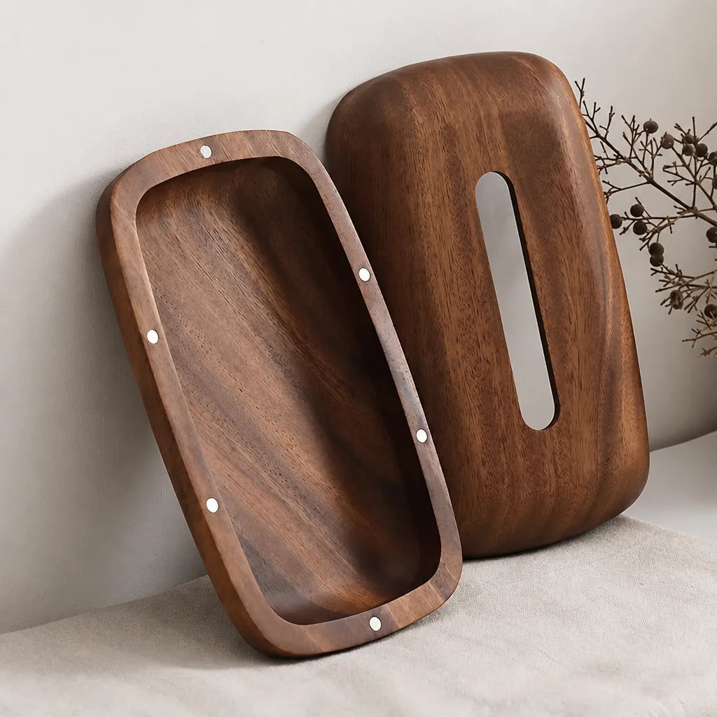 Noxara - Taschentuchbox Halter Walnuss Holz