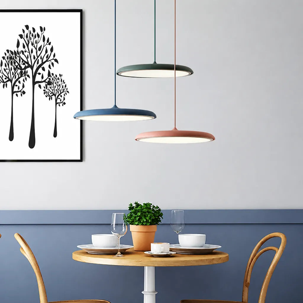 Discara - Flache LED Pendelleuchte Esstisch Skandinavisch - Weiß