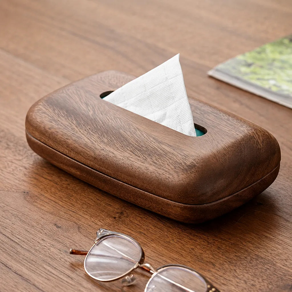 Noxara - Taschentuchbox Halter Walnuss Holz