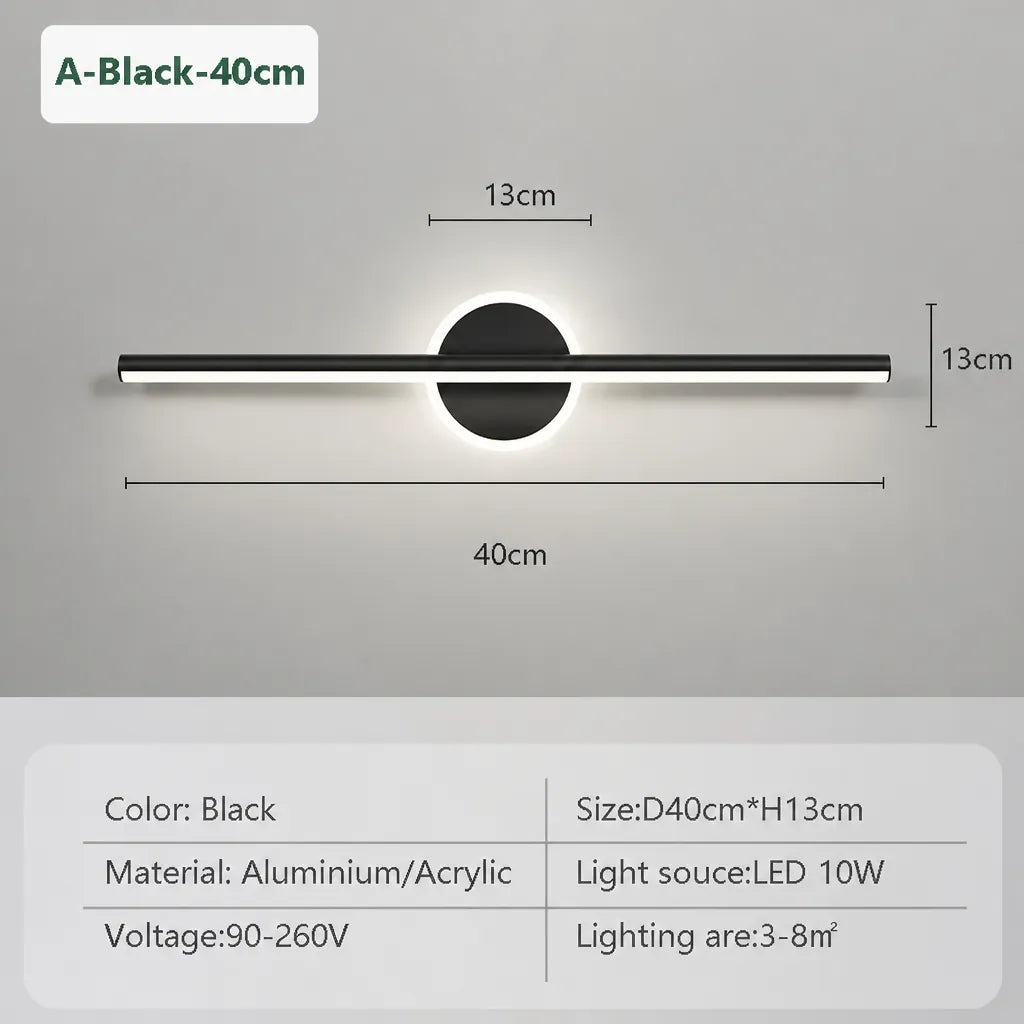 Linaris - Moderne LED Wandleuchte Spiegel Rund - Schwarz 40cm