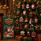 Adventskalender mit 24 farbenfrohen Mini-Weihnachtsanhängern