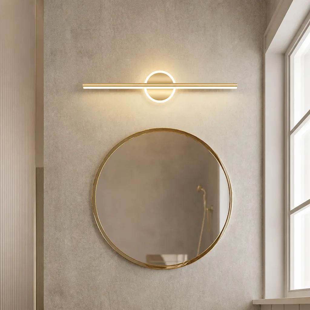 Linaris - Moderne LED Wandleuchte Spiegel Rund - Schwarz 40cm