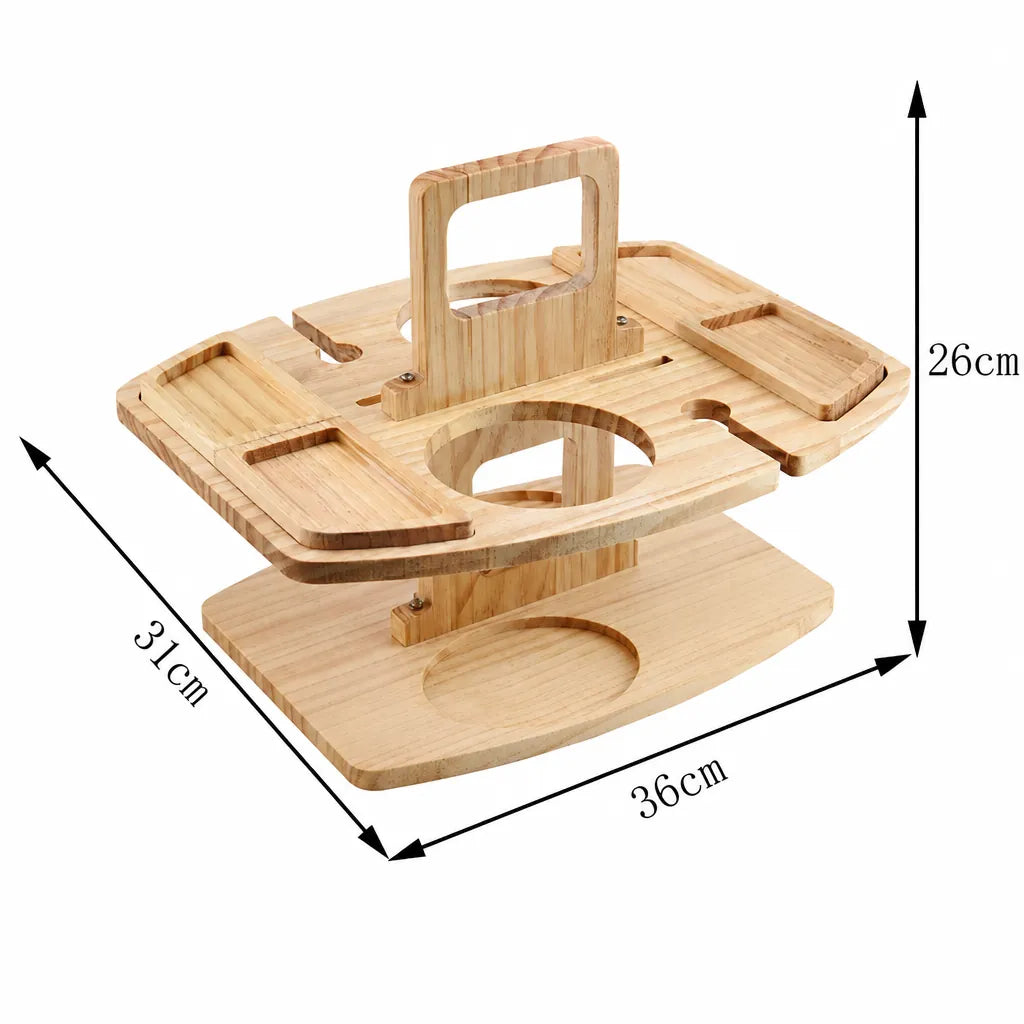 Picoria - Klappbarer Picknick-Gartentisch Mit Weinflaschenhalter - Dunkelbraun