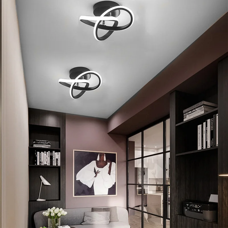Moderne LED-Deckenleuchte mit verschlungenen Leuchtringen
