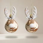 Champagnergoldener Weihnachtsbaumanhänger mit Rentiergesicht und weißen Geweihen