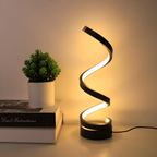 Spiral-Tischlampe mit dekorativem Lichtband und rundem Standfuß