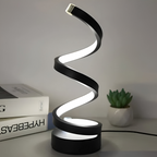 Spiral-Tischlampe mit dekorativem Lichtband und rundem Standfuß