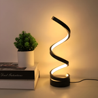 Spiral-Tischlampe mit dekorativem Lichtband und rundem Standfuß