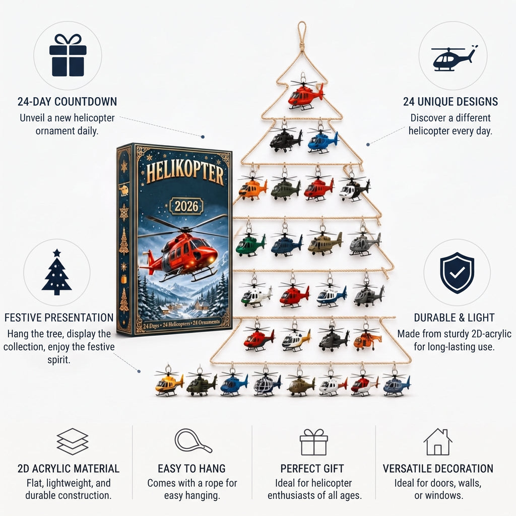Adventskalender mit 24 Türchen und illustriertem Flugzeug-Motiv
