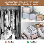 Graue Kleiderschrank-Organizer mit mehreren Fächern für gefaltete Kleidung und Wäsche