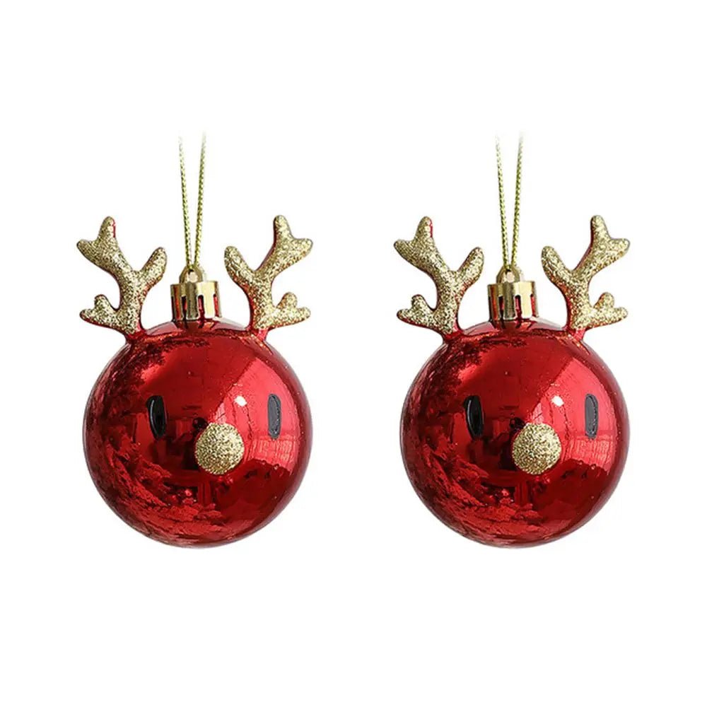Champagnergoldener Weihnachtsbaumanhänger mit Rentiergesicht und weißen Geweihen