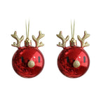 Champagnergoldener Weihnachtsbaumanhänger mit Rentiergesicht und weißen Geweihen