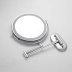 Runder wandmontierter Kosmetikspiegel mit LED-Leuchtring und Gelenkarm