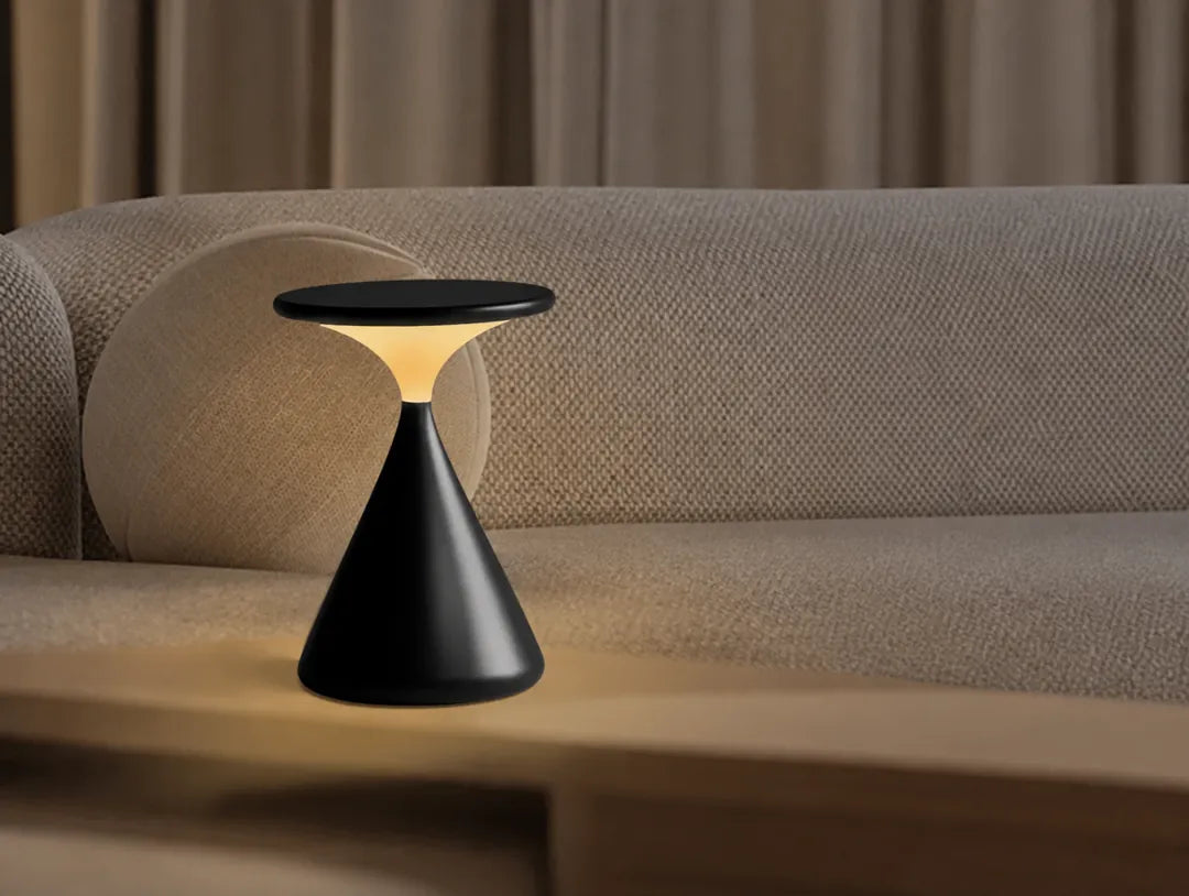 Conara - Sanduhr Tischlampe Kabellos Dimmbar - Schwarz