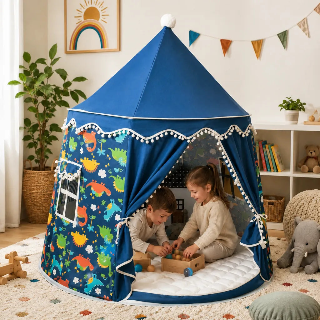 Prinzara - Spielzelt Kinder Prinzessin Innen Faltbar - Blau