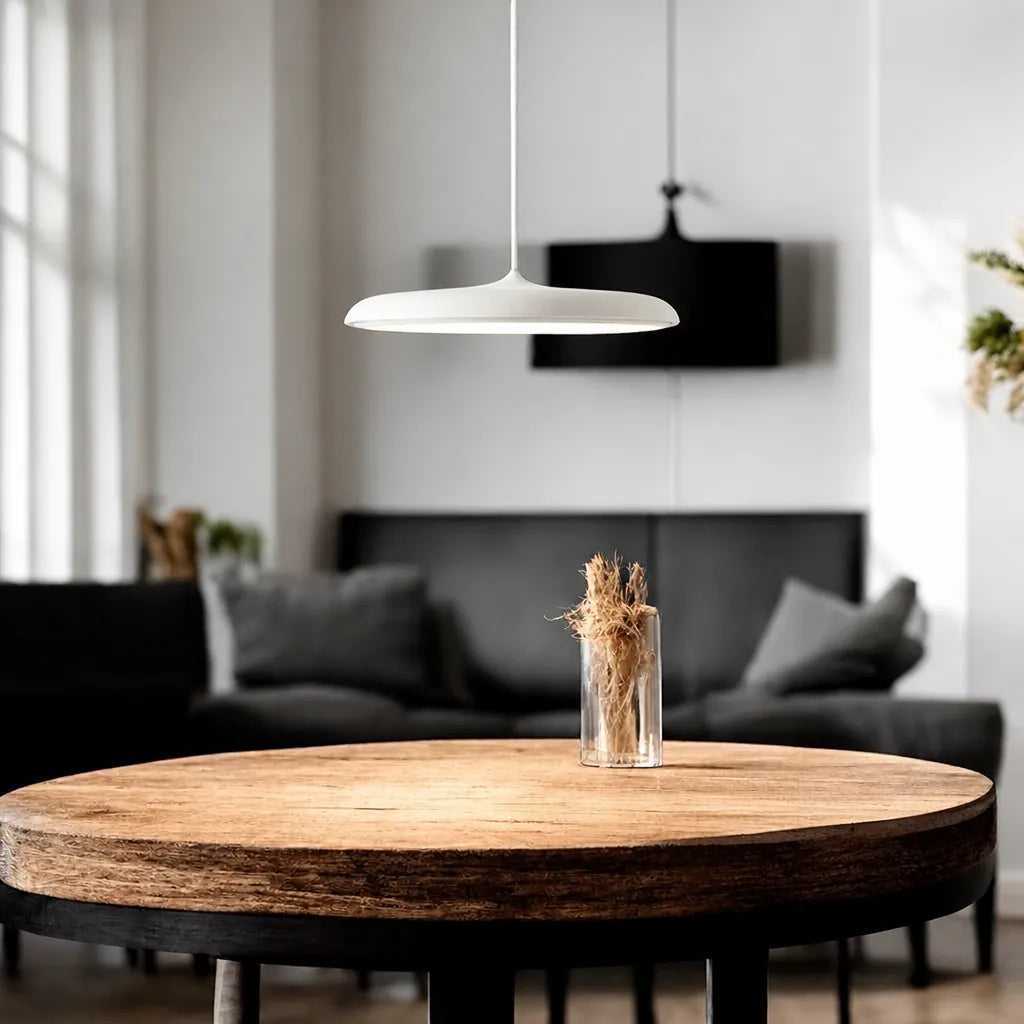 Discara - Flache LED Pendelleuchte Esstisch Skandinavisch - Weiß