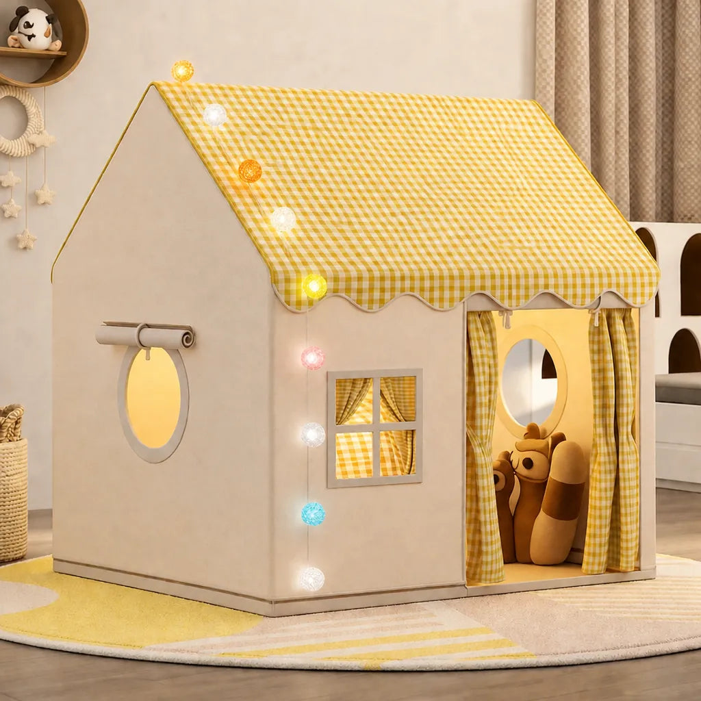 Lumihüs - Kinder Spielhaus Zelt Mit Lichterkette - Gelb
