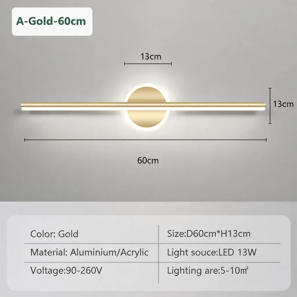 Linaris - Moderne LED Wandleuchte Spiegel Rund - Schwarz 60cm
