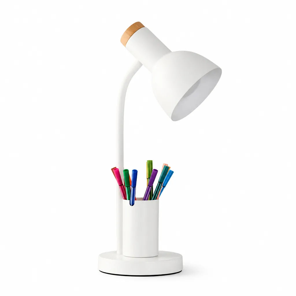 Lumivex - Schreibtischlampe Mit Stiftehalter Schwenkbar - Weiß