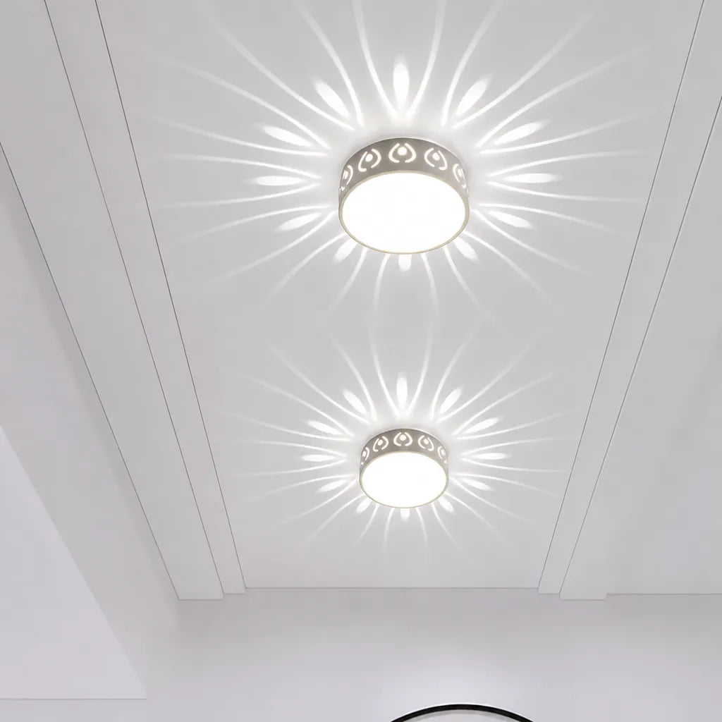 Lumaqua - Runde LED Deckenleuchte Flur Strahlenmuster