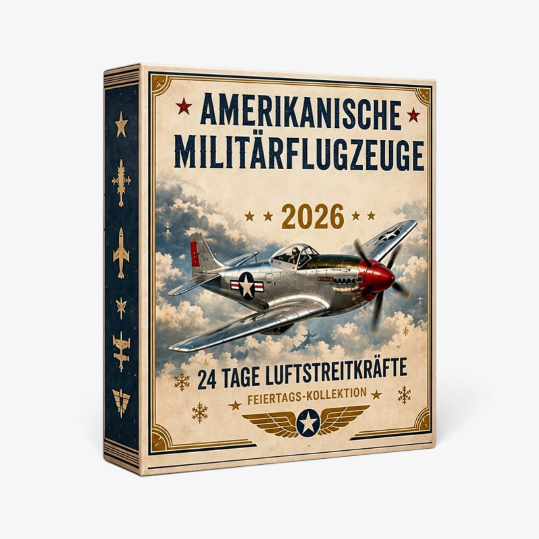Adventskalender mit 24 Türchen und illustriertem Flugzeug-Motiv